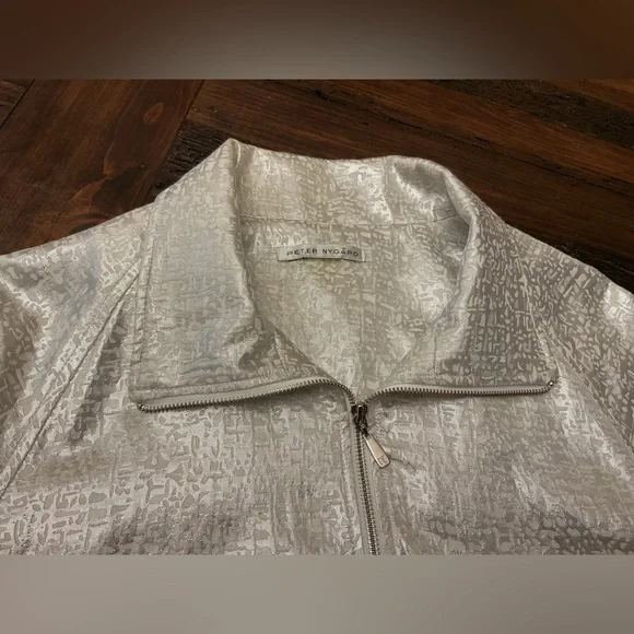Peter Nygard Metallic Silver Bomber Jacket - Picture 2 of 2